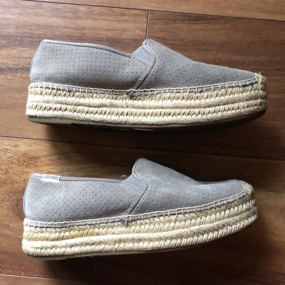 Soludos Taupe Suede Platform Espadrilles